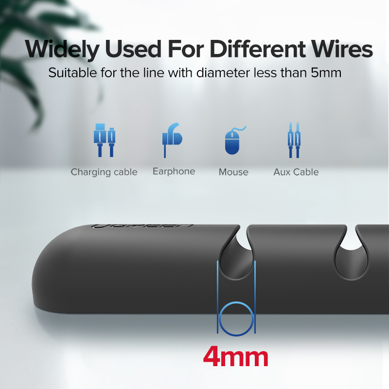 UGREEN 7 Clips Cable Organizer Silicone USB Cable Winder Flexible Cable Management Clips Cable Holder for Mouse Headphone Earphone