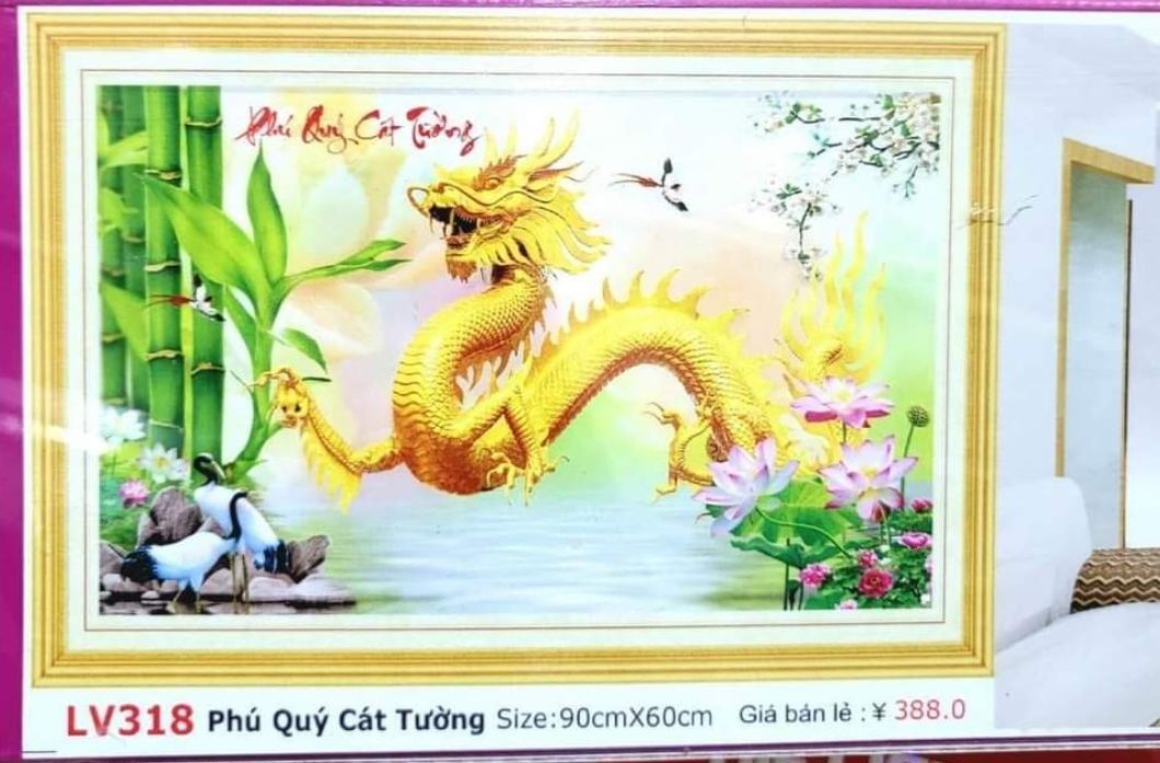 Tranh đính đá cao cấp con rồng phú quý cát tường