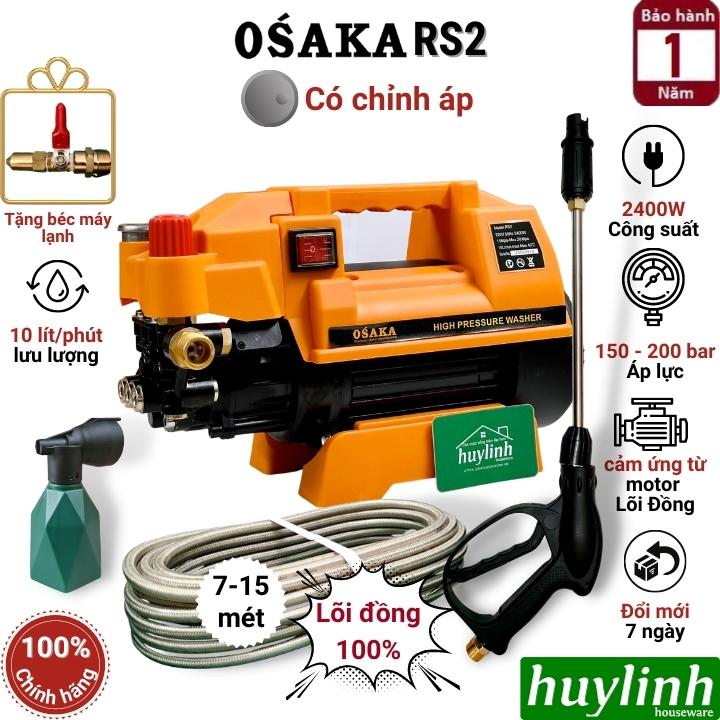 Máy xịt rửa xe chỉnh áp osaka rs2 - 2400w - tặng béc rửa máy lạnh + thân nối dài
