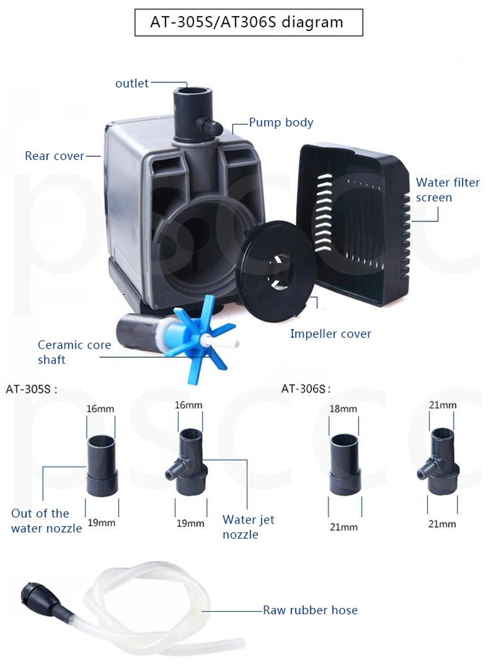 Máy bơm Atman 306S, 27W-2000L/hr dùng cho hồ cá.