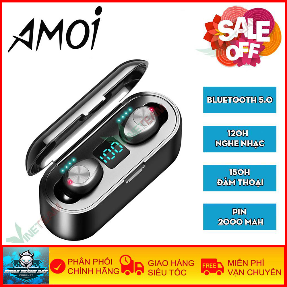 Tai Nghe Bluetooth AMOI F9 Bản Chuẩn - Tai Nghe Không Dây Pin Tích Điện Kiêm Sạc Dự Phòng - Bảo Hành 6 Tháng