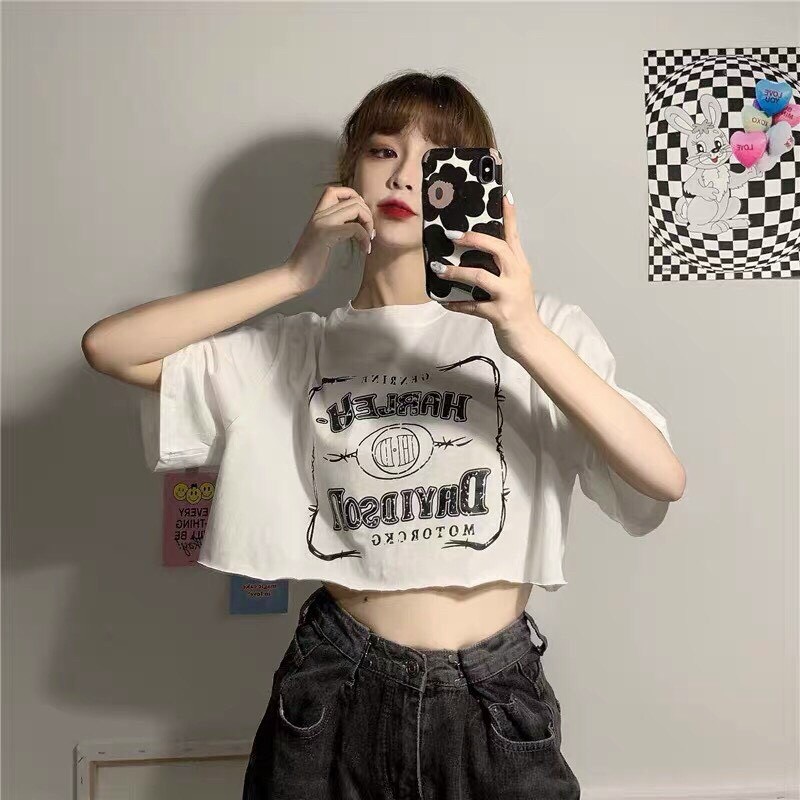 Áo CropTop In Hình Siêu Cute nha Khách-NU