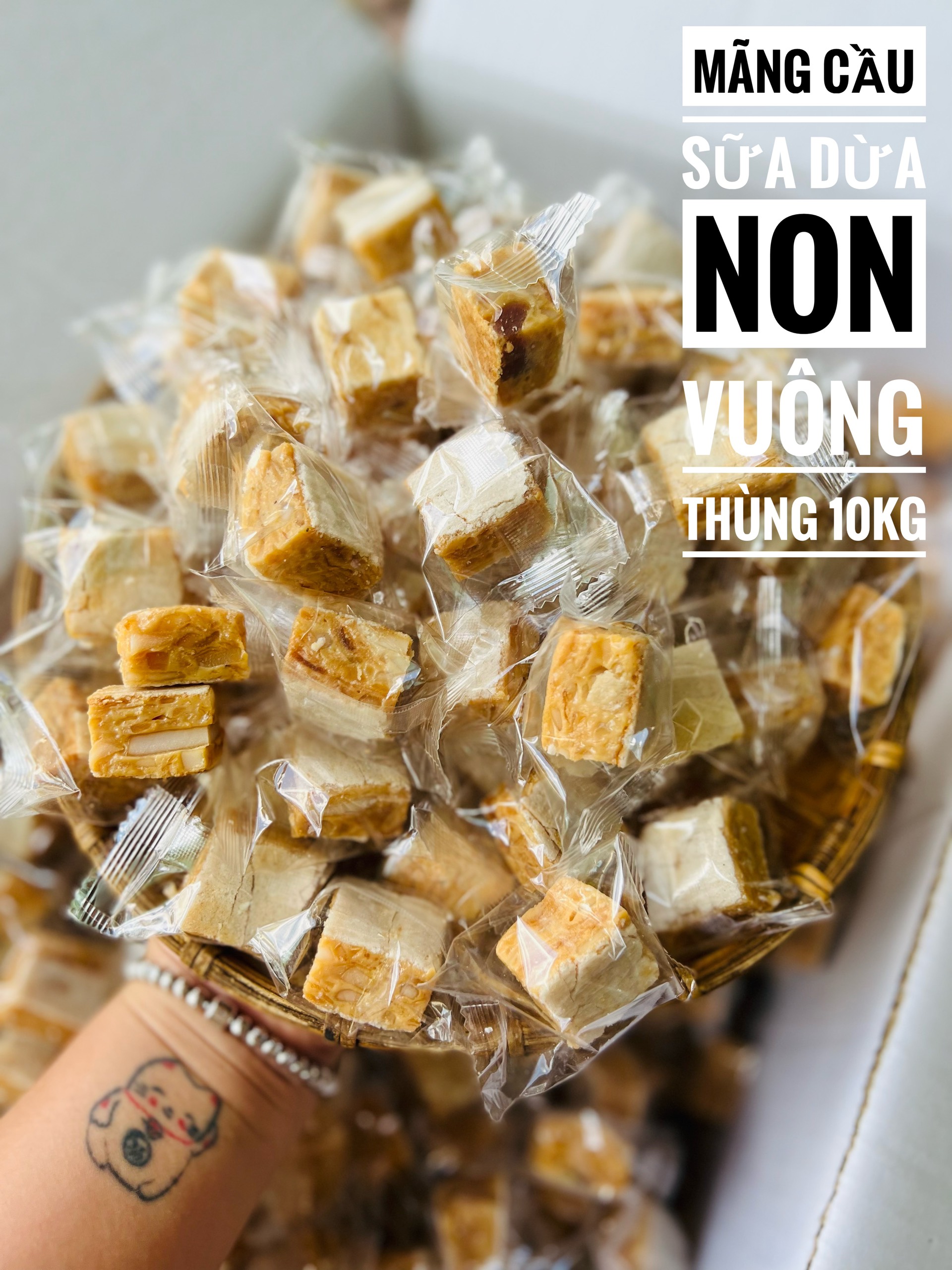 Kẹo mãng cầu sữa dừa non vuông