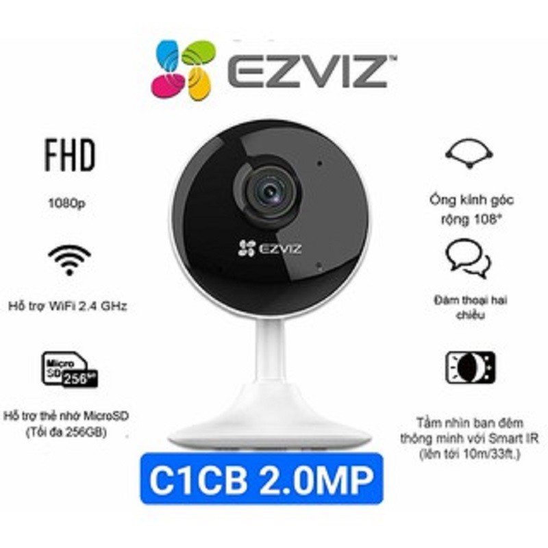 Camera ezviz wifi ip cs-c1c-b 1080p , nén h265, có đàm thoại, góc quan sát rộng - hàng chính hãng bh 24t