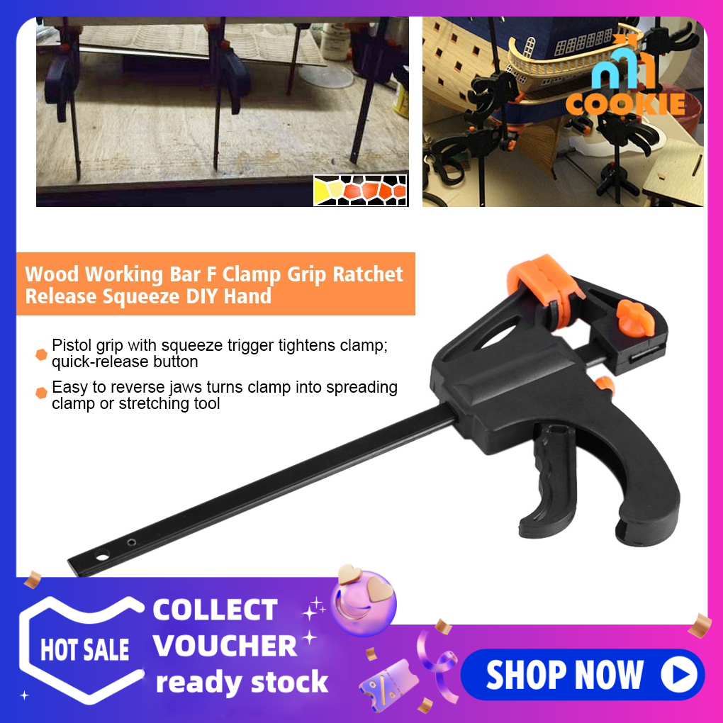 Woodworking Clamp Quick Release Wood Working Bar F Clamp Grip Ratchet Squeeze DIY Hand Carpentry Gadgets