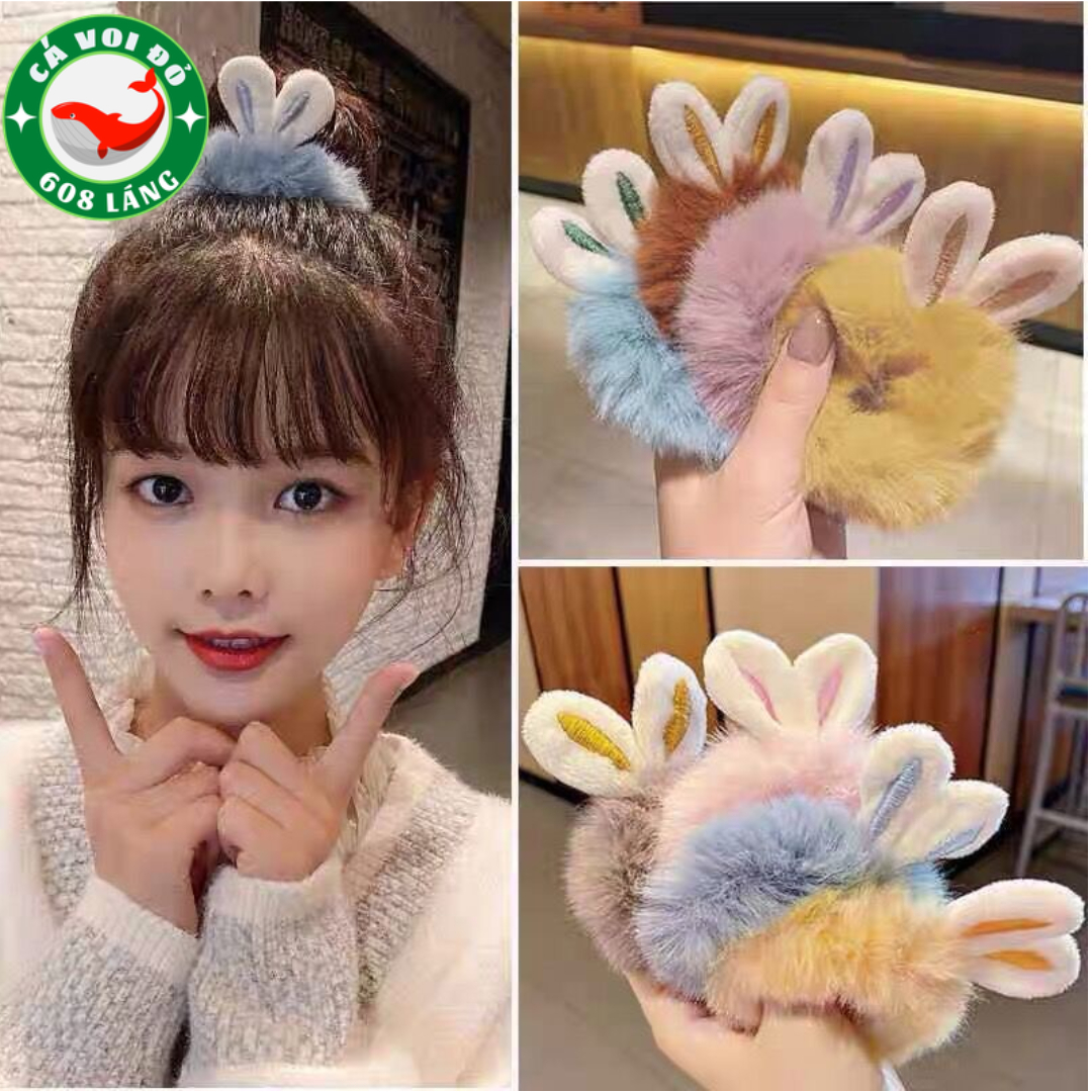 Dây buộc tóc tai thỏ bông hàn quốc