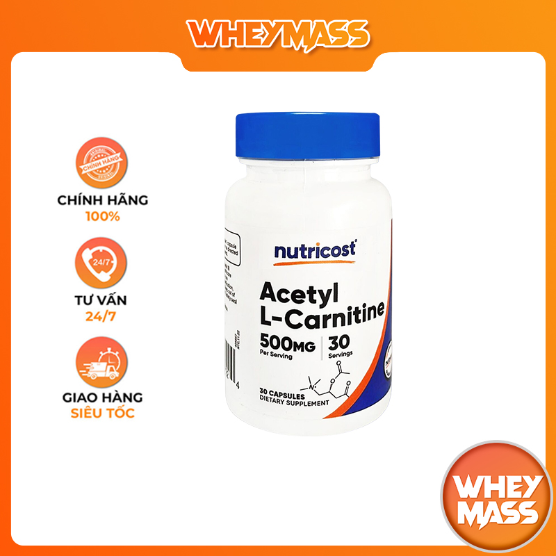 NUTRICOST ACETYL L CARNITINE  Viên Uống Hỗ Trợ Hồi Phục C ơ Bắp
