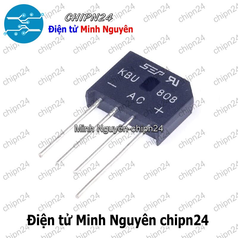 [2 con] (F56) Cầu Diode KBU808 8A 800V (8A dẹt) - HH000222