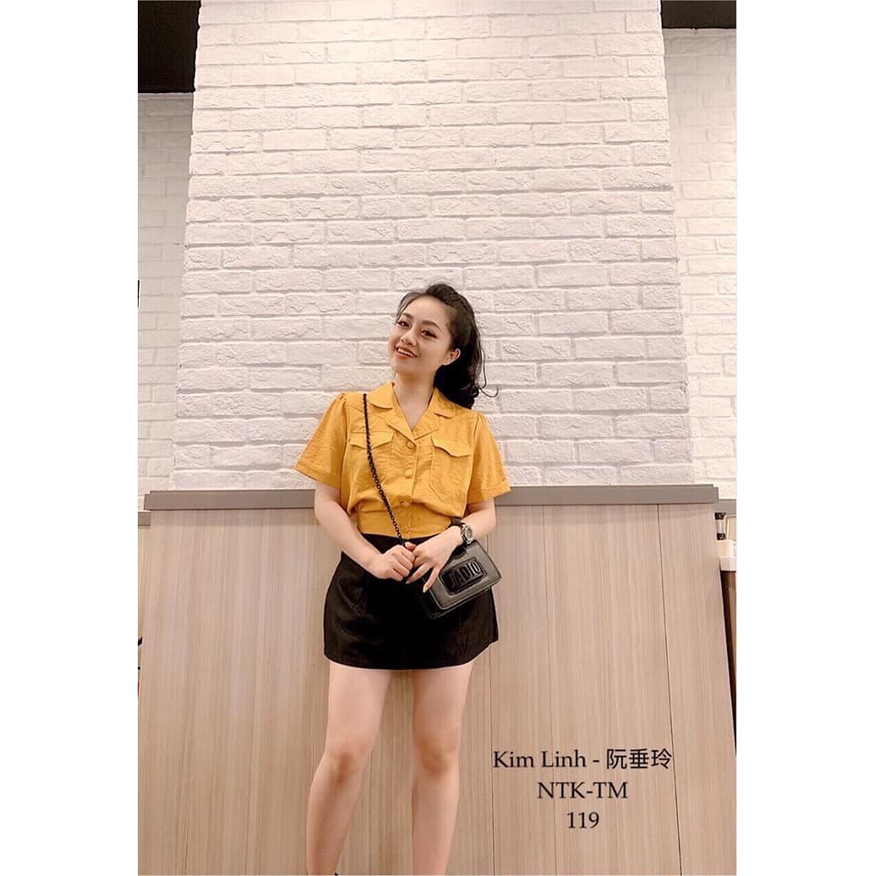 Áo cổ vest croptop