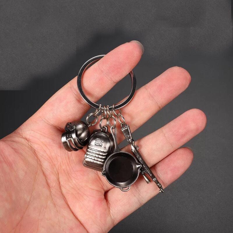 Combo 4 móc khóa PUBG mini - Chảo mũ giáp K98