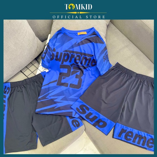 Đồ bộ cho bé trai Tomkids, quần áo bé trai, bộ cộc tay bé trai chất thun lạnh thoáng khí size đại cồ 40-60Kg