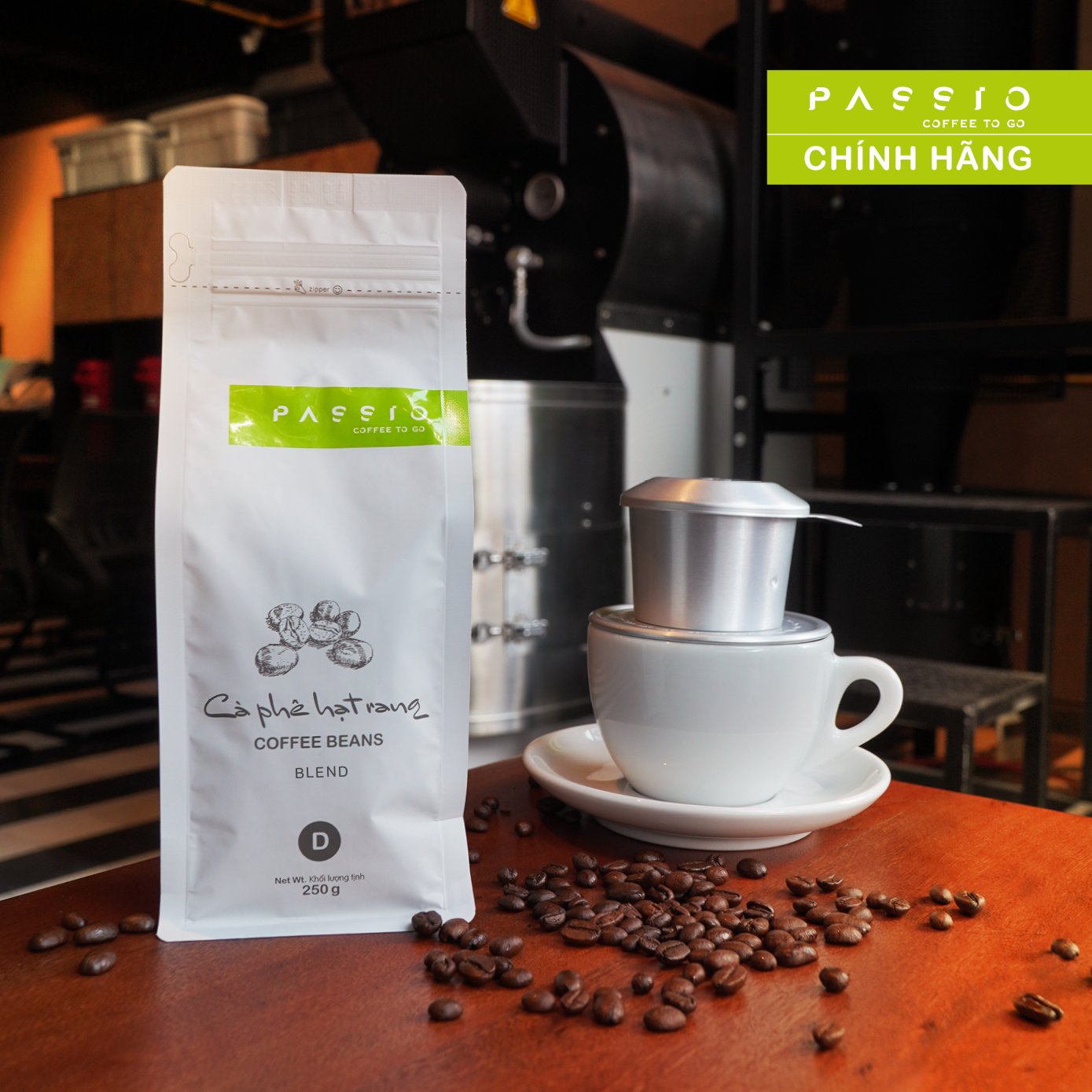 Cà phê Blend dạng Hạt nguyên chất 100% rang mộc - Passio Coffee (250g)