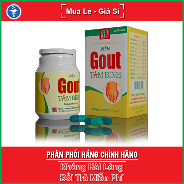 Viên Gout Tâm Bình 60 viên - Hỗ trợ lợi tiểu, tăng đào thải acid uric, làm giảm sưng, giảm đau nhức các khớp, yespharmacy nhập khẩu