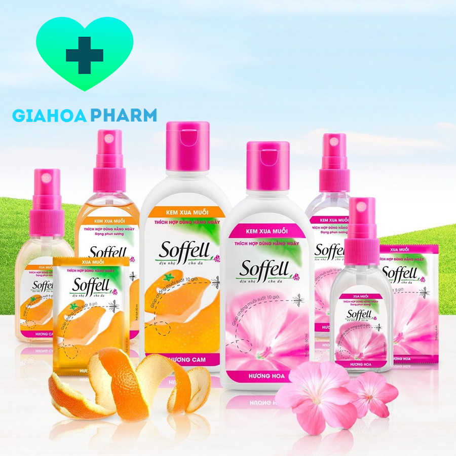 Xịt / Kem bôi chống muỗi Soffell - Xua đuổi ngăn muỗi đốt 8 - 10 giờ (Hương hoa / Hương cam) [sofell, soffel, sofel]