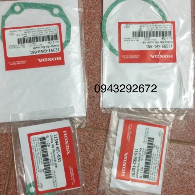 Combo doăng 4 lỗ, cánh nhiệt cổ hút, nắp cam, doăng cánh én Honda