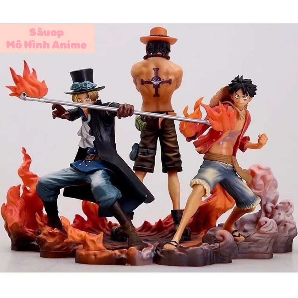 Set 3 mô hình asl ace - sabo - luffy hiệu ứng lửa 14-17cm