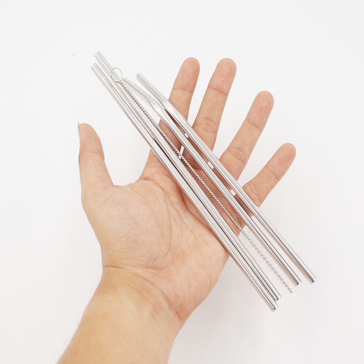 Bộ 2 ống hút Inox 304 kèm cọ rửa (Bạc)