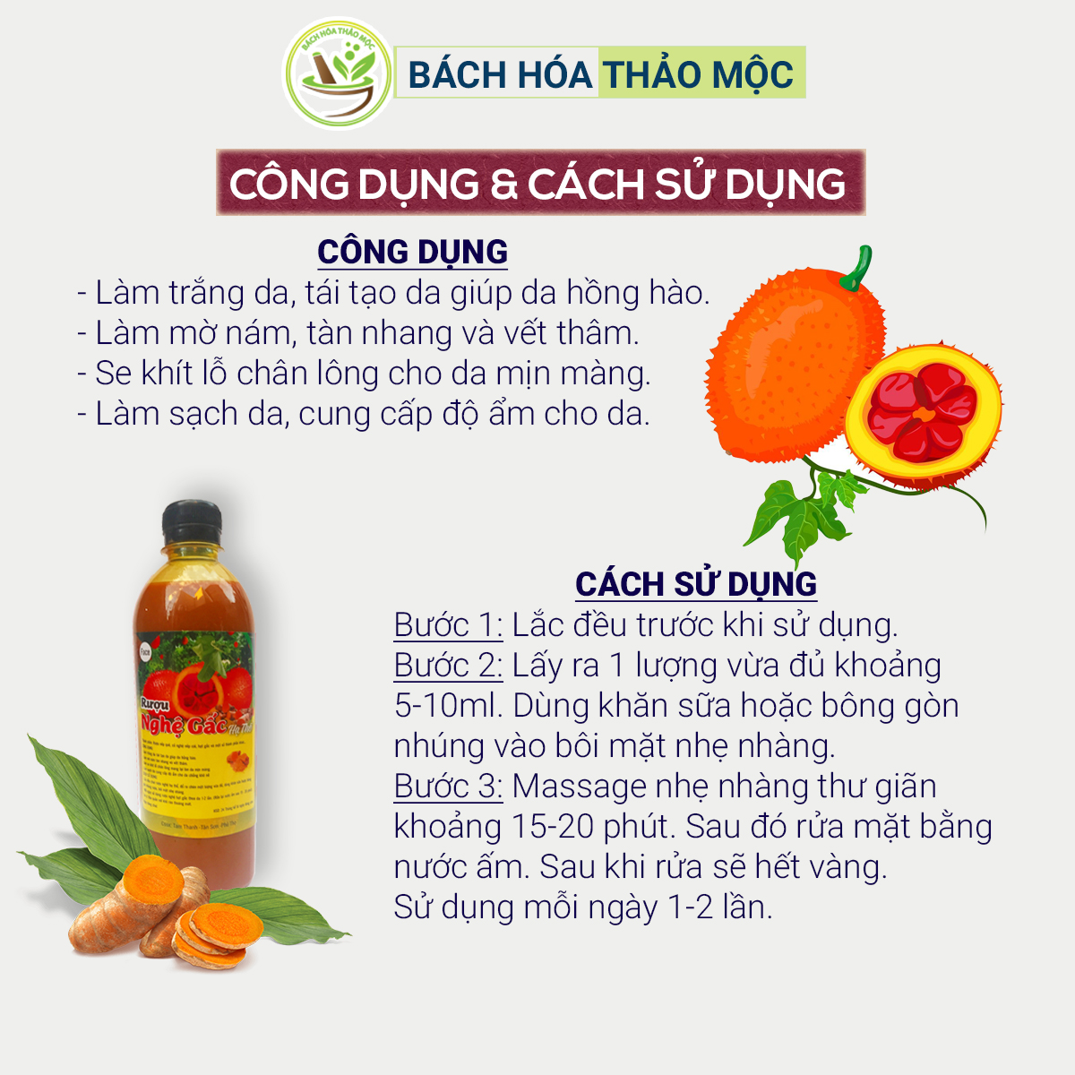Cốt Nghệ Hạt Gấc Hạ Thổ Cho Mặt HandMade Chai 500Ml