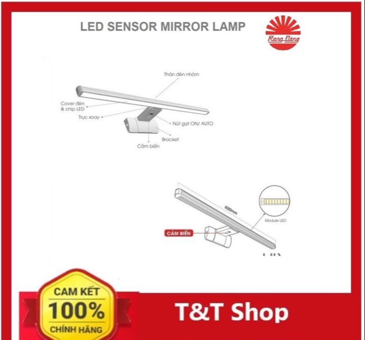 Đèn led chiếu gương cảm biến 8W Rạng Đông.
