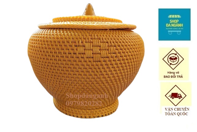 [Hàng có sẵn] Dành tích ủ nóng  mây đan kết hợp vật liệu nhựa tổng hợp loại 2L bền màu