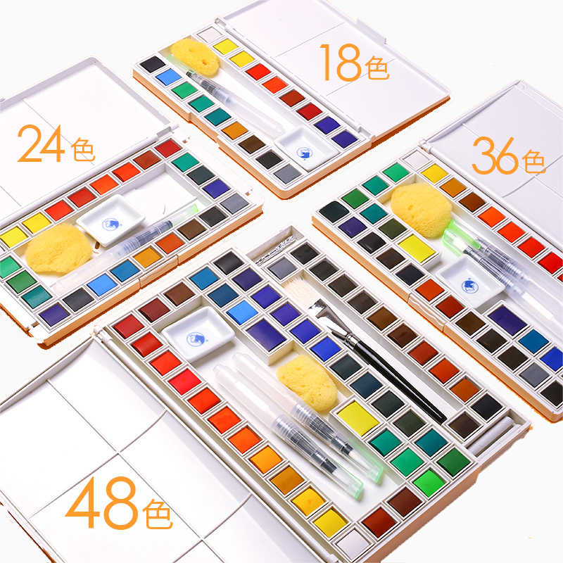 MÀU NƯỚC DẠNG NÉN MARIES HẠNG HỌA SĨ 18/24/36/48 MÀU (QUÀ TẶNG KÈM NHƯ HÌNH)