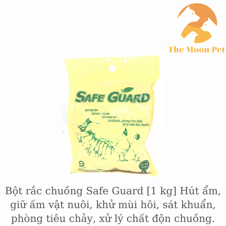 Bột rắc chuồng Safe Guard [1 kg] Hút ẩm, giữ ấm vật nuôi, khử mùi hôi, sát khuẩn, phòng tiêu chảy, xử lý chất độn chuồng