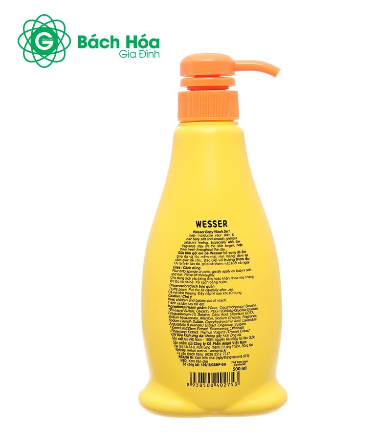 Sữa tắm gội Wesser 2 in 1 500ml