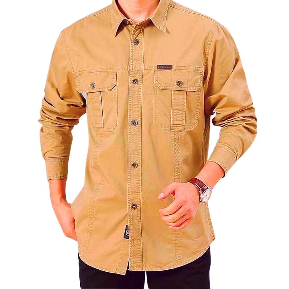 Áo Sơ Mi Nam Dài Tay KaKi Túi Hộp Phối Túi Thời Trang PONIVALAZA Phong Cách Hàn Quốc Mới