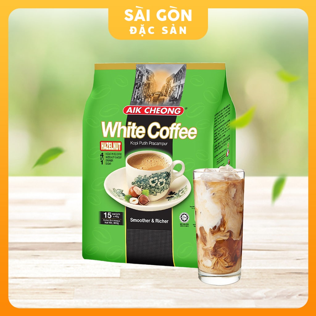 [HCM]Cà Phê Trắng Hạt Phỉ 4 Trong 1 Aik Cheong (15 Gói x 40g)