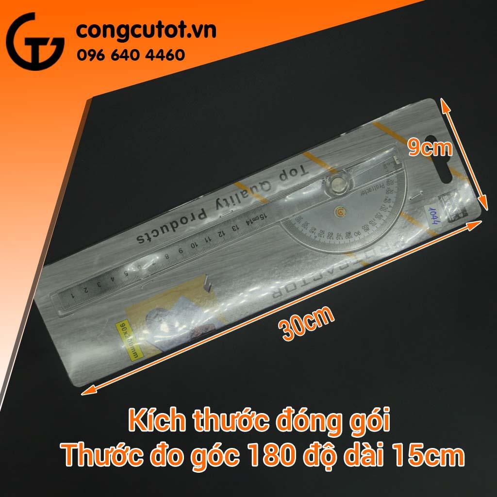 Thước đo góc 180 độ dài 15cm