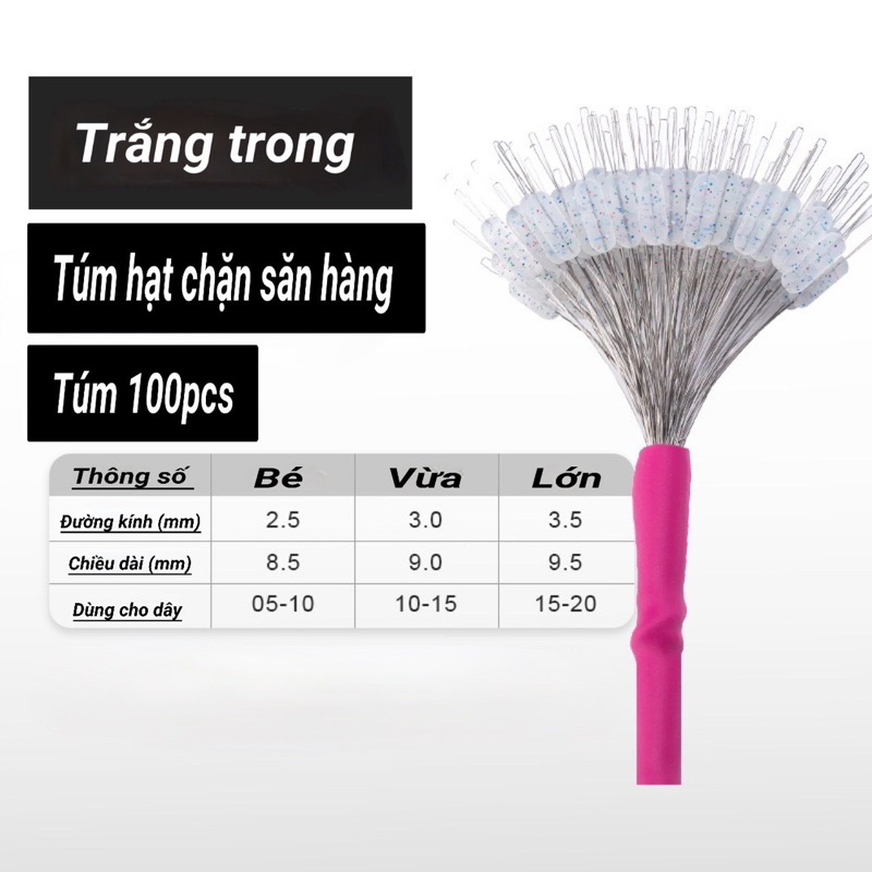 Sét 100 hạt chặn silicon, hạt chặn câu đài cao cấp