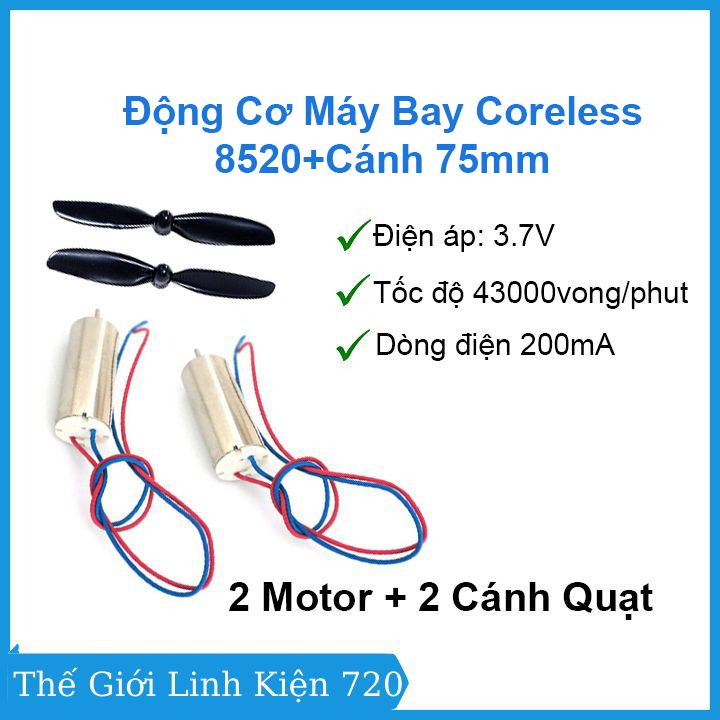 Động cơ máy bay coreless 8520+cánh 75mm