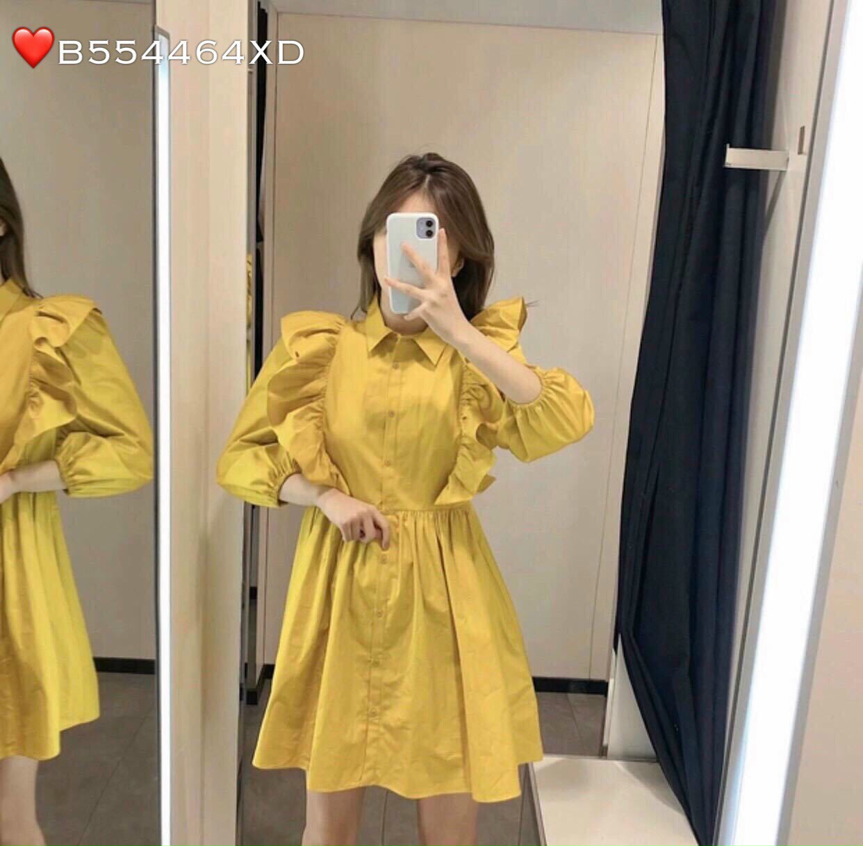 ĐẦM XÒE SƠ MI TAY DÀI PHỐI BÈO XINH XẮN DỄ THƯƠNG