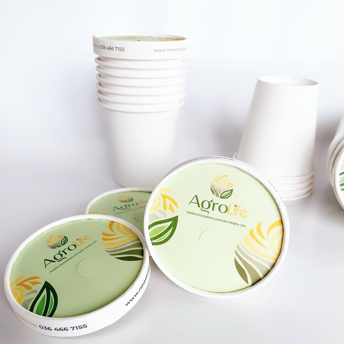 Ly 10oz~295ml - Combo 10  ly giấy & 10 nắp giấy