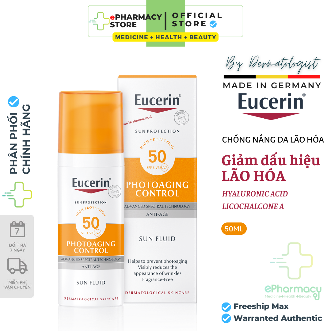 Kem chống nắng ngăn ngừa lão hóa Eucerin Sun Fluid Photoaging Control Spf 50 50ml Eucerin