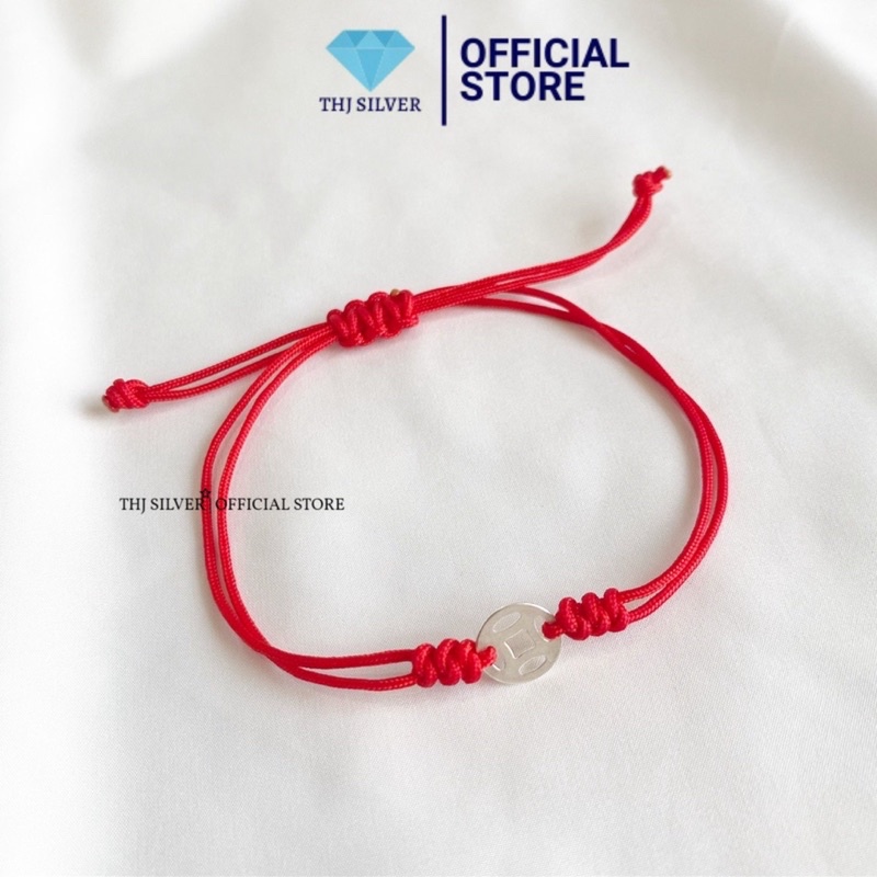 Vòng tay chỉ đỏ tết đồng xu kim tiền chuẩn bạc ta - Vòng tay nữ THJ