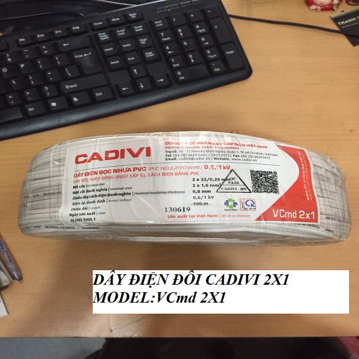 DÂY ĐIỆN ĐÔI CADIVI 2X1.0 CUỘN 100M VCmd2X32
