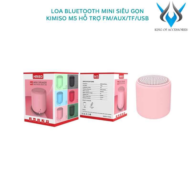 Loa bluetooth mini siêu gọn kimiso m5 hỗ trợ fm/usb/thẻ nhớ/aux - phụ kiện 1986