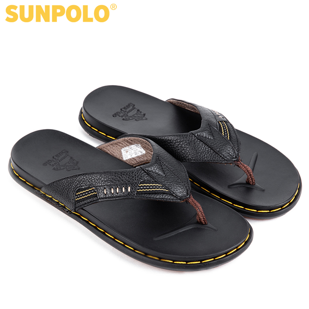 Dép kẹp nam da bò Dép xỏ ngón SUNPOLO KEP013