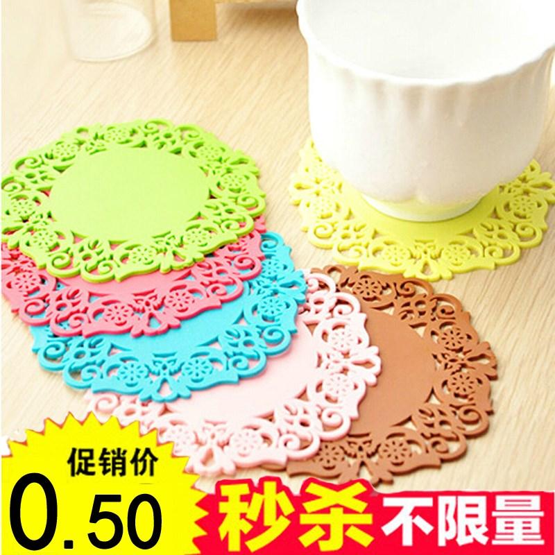 Nhà Bếp Silicone Lót Cốc Miếng Lót Cách Nhiệt Sáng Tạo Dày Hình Tròn Lót Khay Nồi Tấm Lót Bát Đĩa Tấm Chống Nhiệt Đệm Chống Nước Miếng Lót Chén Trà