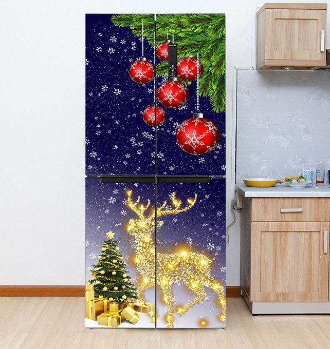 Decal Cao cấp dán tủ lạnh chống thấm mẫu noel 2022
