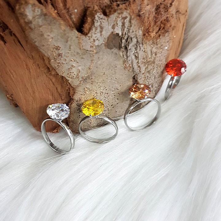 Nhẫn nữ đính viên đá màu lớn (10 li).