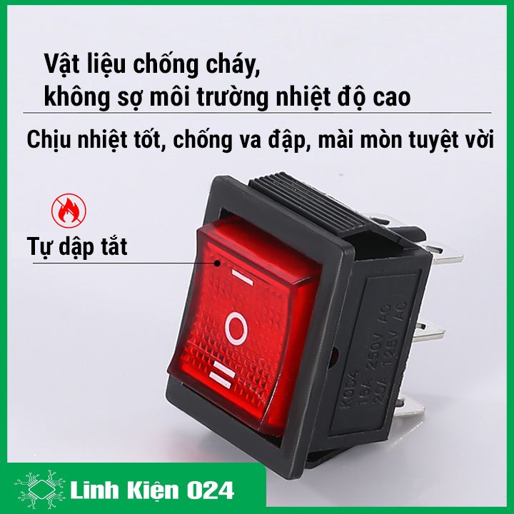 Công tắc bập bênh KCD4 6 chân(6P) 3 chế độ có đèn
