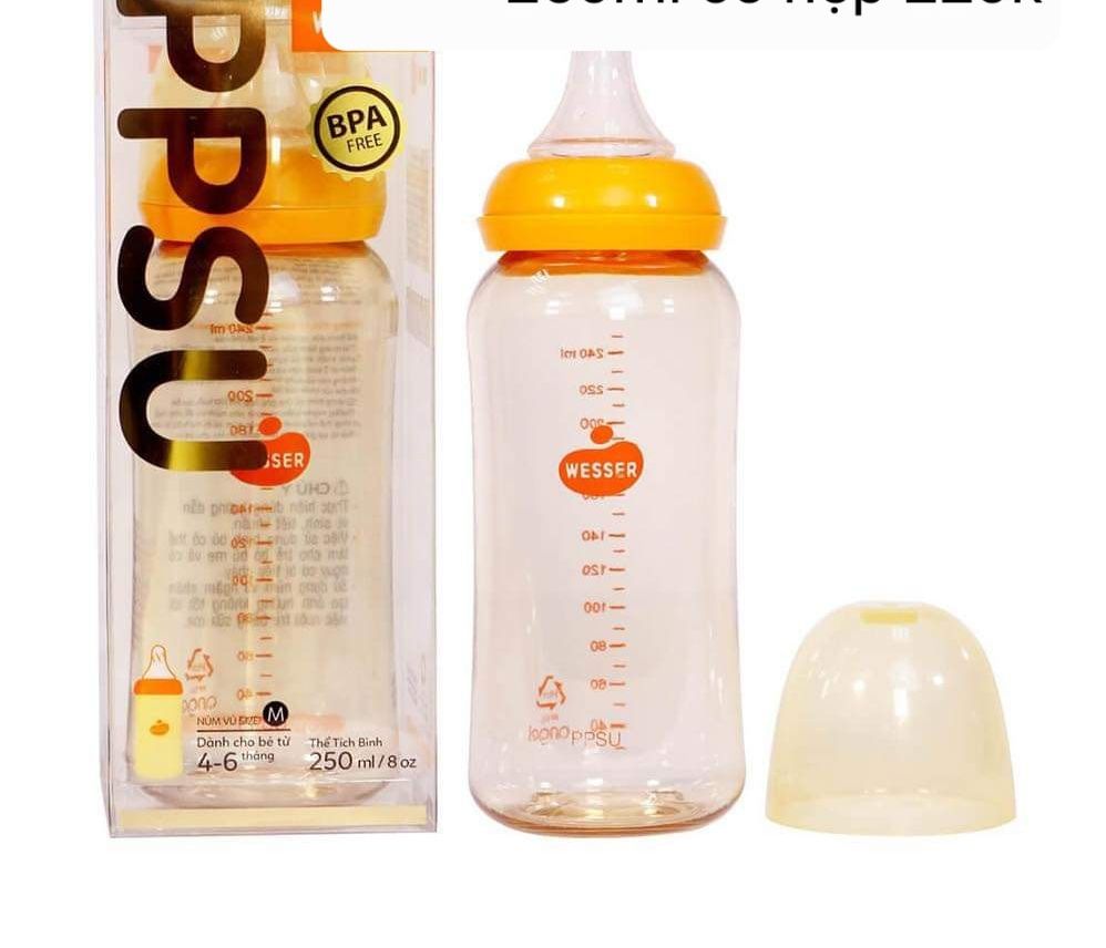 Bình sữa wesser nhựa ppsu cổ hẹp 250ml