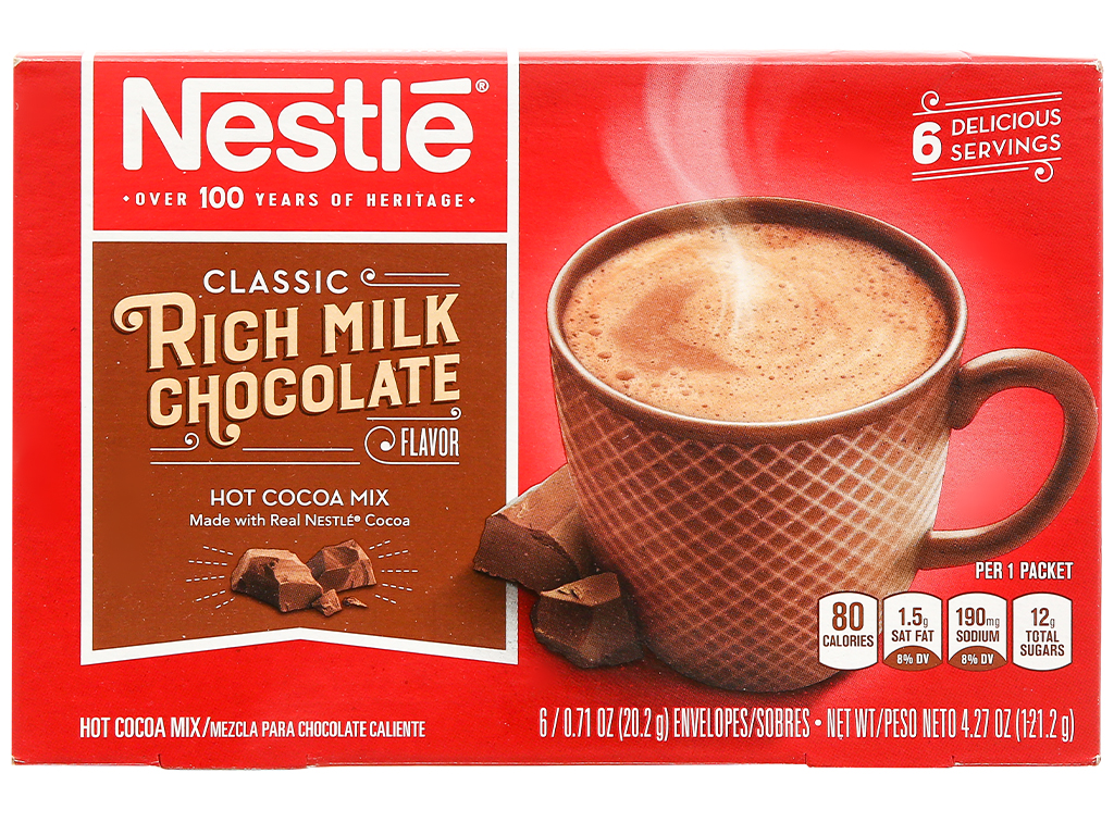 Bột cacao nestle classic rich milk chocolate (hộp giấy/lon)
