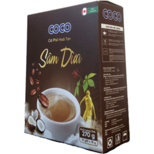 [QUÀ TẶNG KHÔNG BÁN] Cà phê hòa tan sâm dừa hiệu COCO với nhân sâm bột Canada