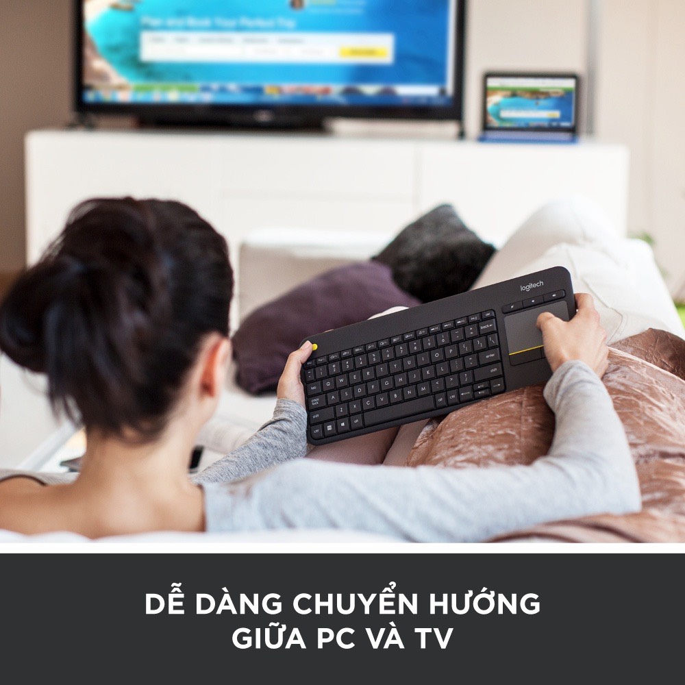 Bàn Phím không dây Logitech tích hợp Touchpad K400 Plus