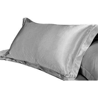BỘ GA GIƯỜNG DRAP GỐI PHI LỤA MÀU XÁM GHI CAO CẤP LAN BEDDING