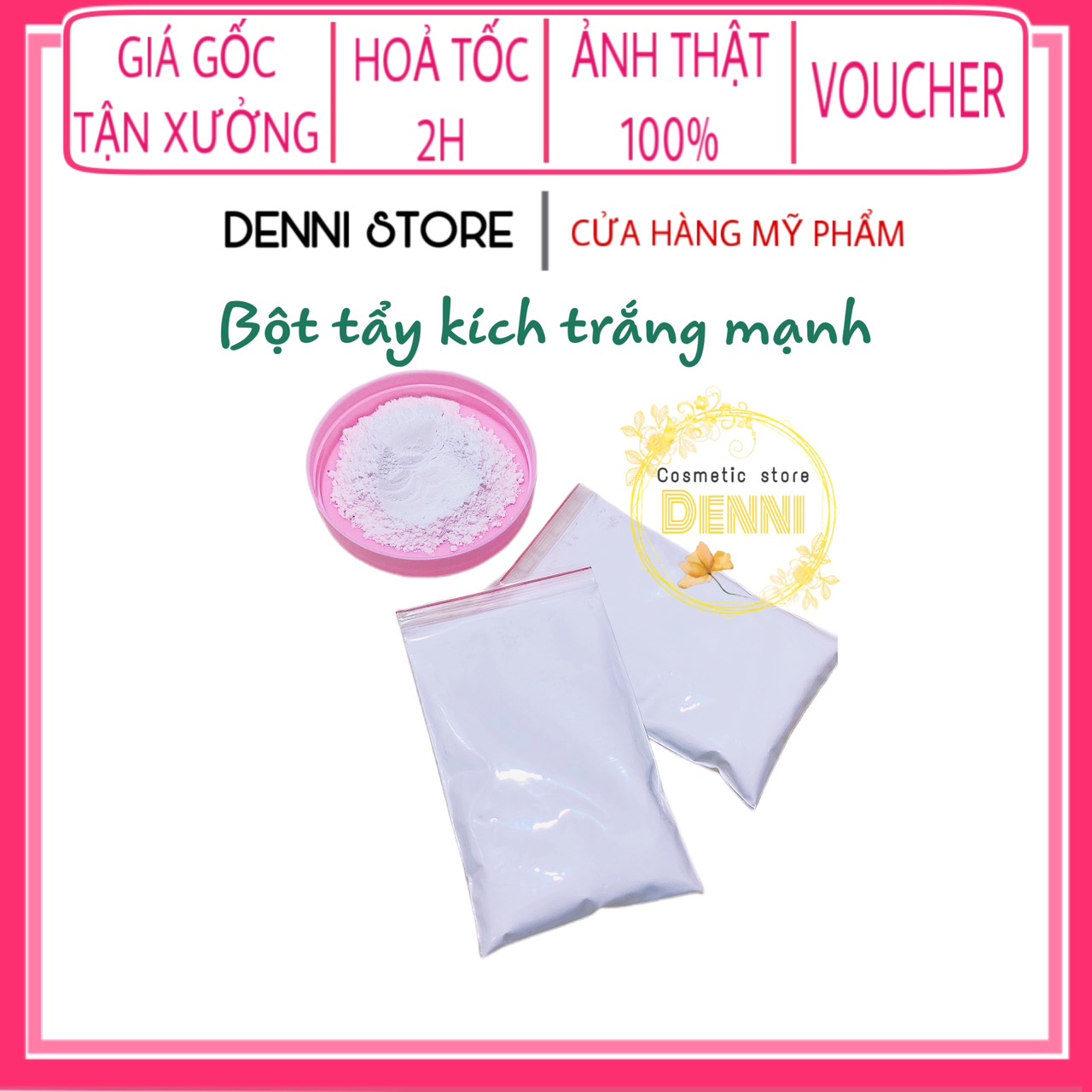 Bột Kích Trắng pha kem 50g làm tăng độ trắng da, mịn da - bột tẩy trắng da 50g