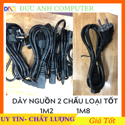 Dây nguồn 2 chấu đầu tròn 1M2 / 1M8- Dây to- loại tốt- đúng kích thước (máy tính nầu cơm điện máy in )